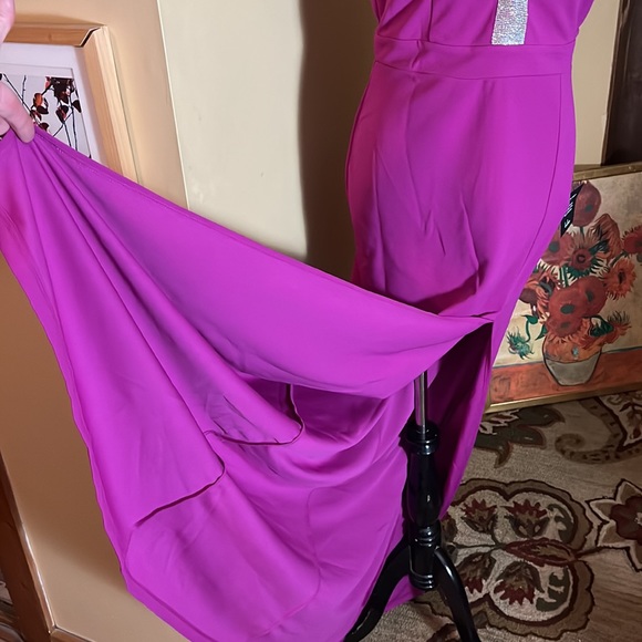 LULUS sz XL Stunned By You Mermaid Maxi Dress Rhinestone Deep VNeck Stretch NEW - Picture 8 of 16